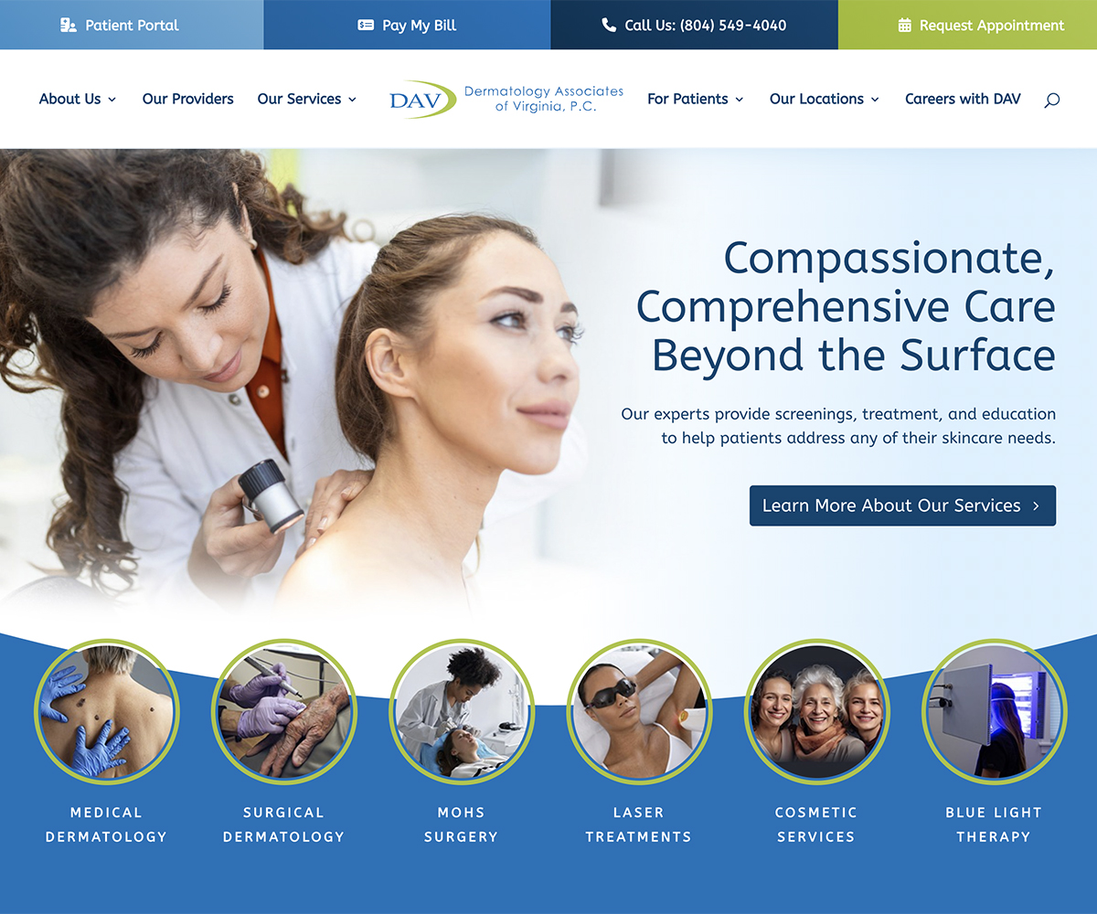 Dermatology Associates of Virginia Website Cover